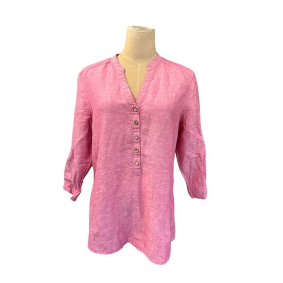 "EDDIE BAUER" Linen & Cotton Blend TOP Women's 3/4 Sleeve SZ M Beachwear Summer - Picture 1 of 9